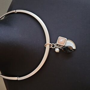 WHBM collar brushed nickel necklace with gemstones